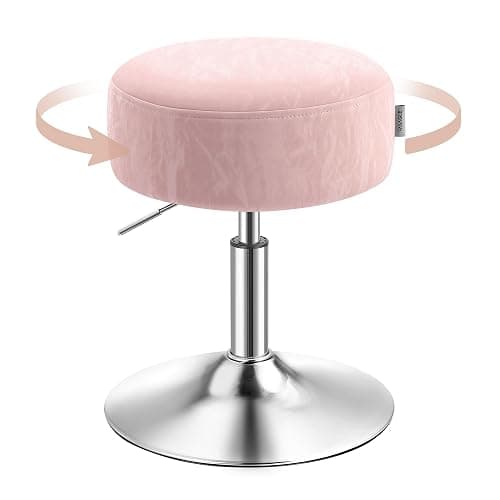 VASAGLE Tabouret de Maquillage, Réglable en Hauteur, Pivotant à 360 Degrés | Tabouret de Coiffeuse, en Cuir PU, Coussin Épais, pour Chambre, Rose bonbon, Collection ISLAND LJB120S01 - Image 1
