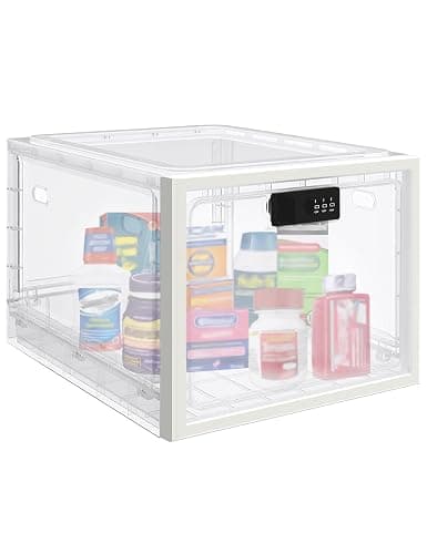 Large Medicine Lock Box for Safe Medication, Lockable Storage Box for Fridge/Snacks Food, Phone Lock Boxes with Combination Code for Home/Dorms/Office Storage Lockers - Image 1