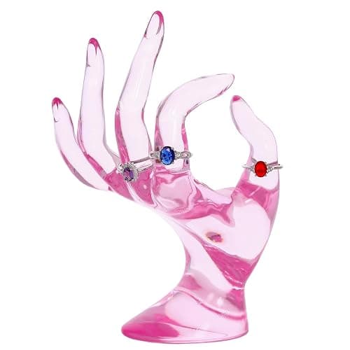 Maxsirui Hand Form Ring Holder Jewelry Display Organization Rack Bracelet Ring Watch Stand Support Aesthetic Y2k Room Decor (Pink) thumbnail 8