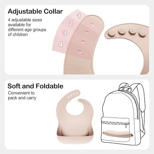 Eascrozn Silicone Bibs for Babies Toddler Set of 3, BPA Free | Soft Adjustable Waterproof Bibs for Feeding Essentials thumbnail 4