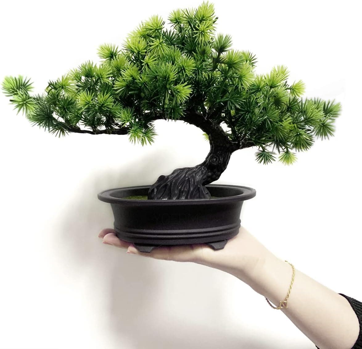 Artificial Plants Greenery Bonsai, Room Decor Fake Bonsai Tree for Home Decor Indoor Bookshelf Office Desk Bathroom Farmhouse Decor, Tall 9.5" thumbnail 7
