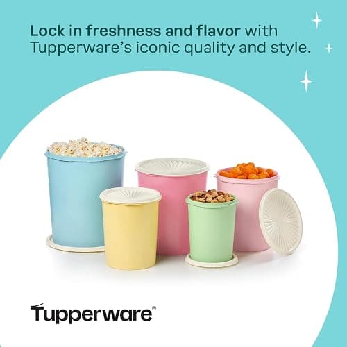 Tupperware Heritage Collection 10 Piece Nested Canister Set in Vintage Colors, Dishwasher Safe and BPA Free (5 Containers, 5 Lids) thumbnail 6