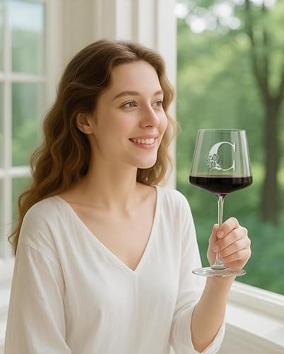 Physkoa Personalized Wine Glass – Custom Initial Monogram Gift for Women, Perfect Birthday & Mother’s Day Gift for Mom, Wife, Sister, Best Friend, Etched Dishwasher Safe (Letter C) thumbnail 7