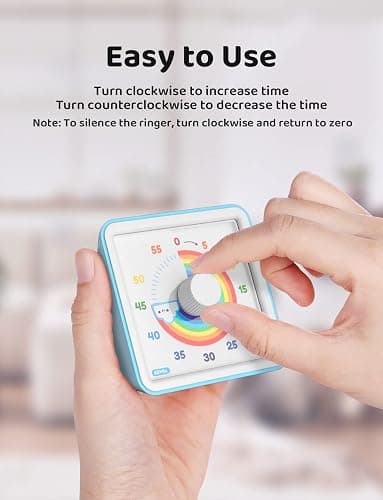 LIORQUE 60 Minute Visual Timer for Kids, Visual Countdown Timer for Classroom Office Kitchen with 'Rainbow' Pattern Design, Pomodoro Timer with Silent Operation (Batteries Included) thumbnail 6
