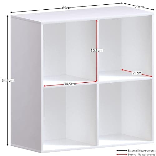Vida Designs Durham Cube Bookcase Storage Organiser Living Room Bookshelf Home Office Furniture (4 Cube, White) thumbnail 2