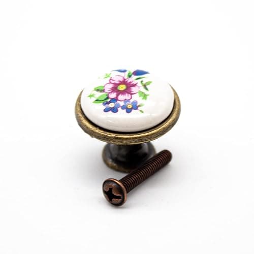 DOJA Barcelona | Bouton de Meuble Vintage Fleur Printemps | Poignée de Porte en Zinc Aluminium et Porcelaine | Ø26,5*Ø14*23mm | Pour Cuisine et Intérieur thumbnail 4