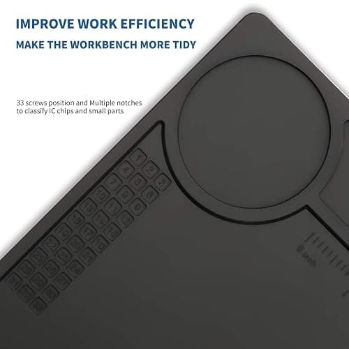 HTM-201 Black Silicone Repair Mat Heat Resistant Electronic Repair Mat for Soldering, Electronics, Computer Repair Etc thumbnail 5