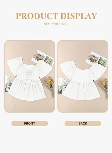 Eytino Women Plus Size Sweetheart Neck Short Sleeve Shirred Peplum Blouse Tops Shirts(1X-5X) thumbnail 4