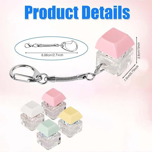 YSFVNP 4 Pcs Keyboard Fidget Toy, Keyboard Fidget, Fidget Toys Keychain Keyboard 4 Keys Decompression Keychain Finger Caps Toy to Relief Stress Pass The Time (4 Colors) thumbnail 7