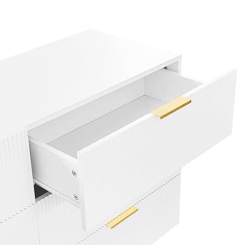 Elegantes Sideboard mit modernem Design, Kommode mit Schubladen und viel Stauraum (Weiß+Gold) thumbnail 7