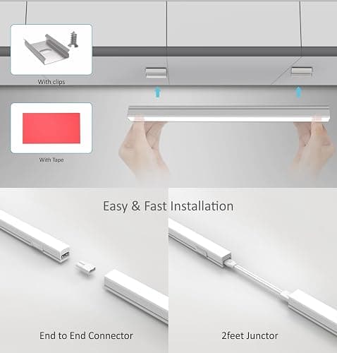Leetdud Under Cabinet Lighting Plug in, 16 Inch 2 Pcs, Linkable AC120V 3CCT 3000K/4000K/5000K Ultra Slim, LED Under Cabinet Lights for Counter Light, Kitchen, Shelf, Sink, Workshop, Desk, White thumbnail 5