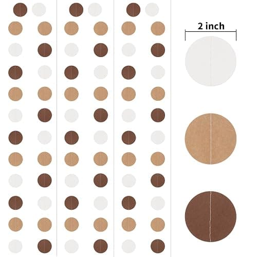 Brown Paper Garlands Hanging Circle Decoration Neutral Party Streamers, 30 Feet (Browe, Kraft, Beige) thumbnail 5