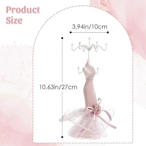 Jewelry Stand Holder, Elegant Lady Model Jewelry Organizer Mannequin Princess Dress Necklace Hanging Rack for Bracelets Earrings Rings Women Girls thumbnail 3