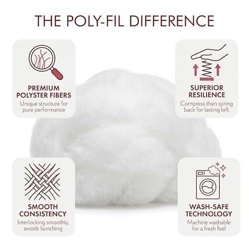 Fairfield The Original Poly-Fil, Premium Polyester Fiber Fill, Soft Pillow Stuffing, Stuffing for Stuffed Animals, Toys, Cloud Decorations, and More, Machine-Washable Poly-Fil Fiber Fill, 20 lbs. Box thumbnail 3