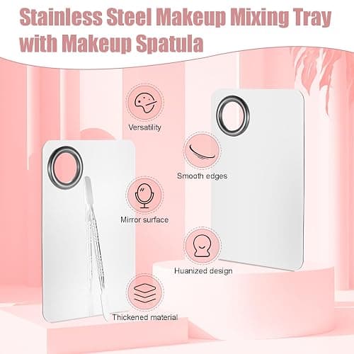 4 Pcs Makeup Spatula Set, Stainless Steel Cosmetic Makeup Palette, Korean Mixing Palette Foundation Cosmetic Skin Care Tool thumbnail 2