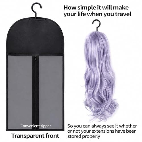 Hadwoer 4-Pack Hair Extension Holder - Wig Storage Bags with Hanger for Multiple Wigs, Dust-proof, Ideal for Hair Extensions & Accessories thumbnail 4