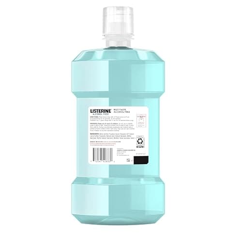 Listerine Alcohol-Free Mouthwash, Non Alcoholic Mint Oral Rinse Kills 99.9% of Germs That Cause Bad Breath for a Fresh Breath & Clean Mouth, Less Intense Taste, Cool Mint Flavor, 1 L thumbnail 8