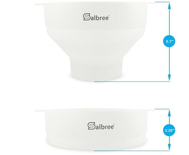 The Original Salbree Collapsible Silicone Microwave Popcorn Popper Maker Machine, Microwavable Bowl Holds 16 Cups, Uses Hot Air and Oil Always Optional - The Most Colors Available (White) thumbnail 7