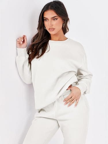 ANRABESS Women's Two Piece Outfits Sweatsuit Lounge Set Long Sleeve Crewneck Sweatshirt Jogger Pants Tracksuit 2025 Fall Sets thumbnail 6