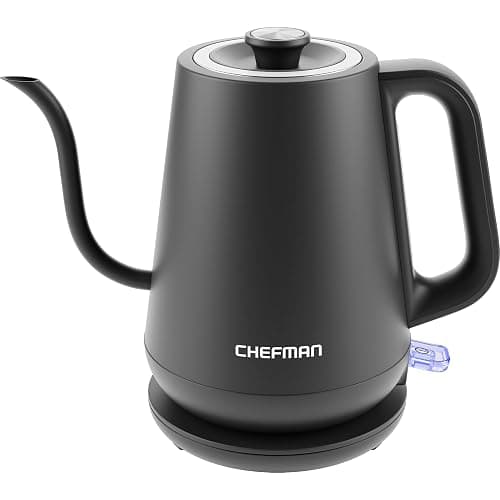 Chefman Gooseneck Electric Kettle, 0.8L Pour Over Tea Kettle for Coffee and Tea, One-Touch Operation, Boil-Dry Protection, Auto Shut-Off, Ultra-Fast Hot Water Boiler – Black - Image 1