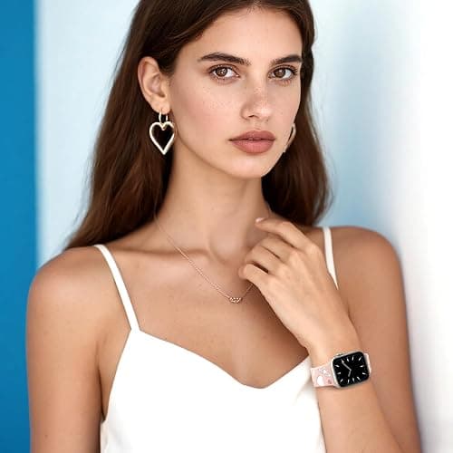 Witzon Cute Floral Band Compatible with Apple Watch Bands for Women 40mm 41mm 42mm 38mm 44mm 45mm 46mm 49mm, Engraved Flower Soft Silicone Dressy Strap for iWatch Series 11 10 9 8 7 6 5 4 SE 3 2 1 thumbnail 5