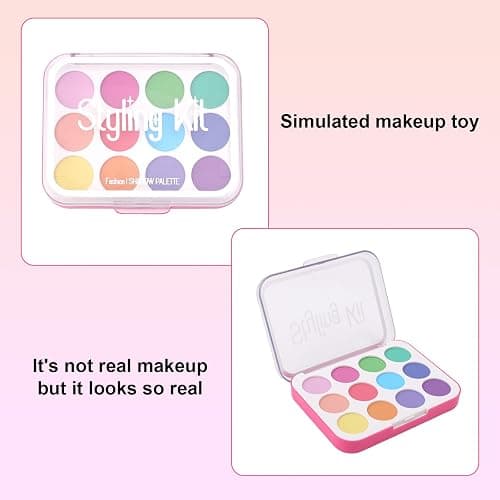 10pcs Pretend Makeup Kit, Kids Fake Makeup Play Set Realistic Cosmetic Play Toys for Toddler Ages 3-5 Girls Christmas Birthday Gift (Red) thumbnail 5