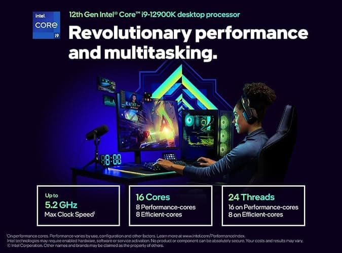 Intel Core i9-12900K Gaming Desktop Processor with Integrated Graphics and 16 (8P+8E) Cores up to 5.2 GHz Unlocked LGA1700 600 Series Chipset 125W thumbnail 2