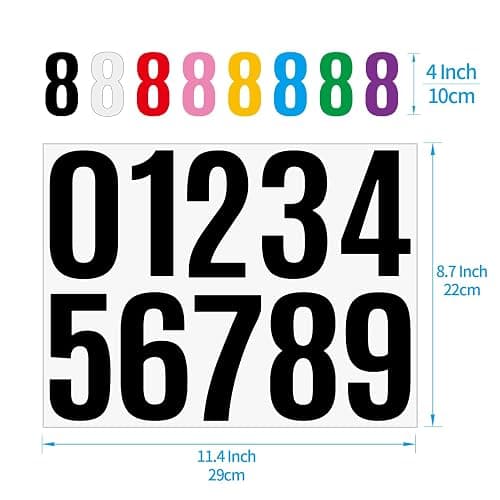 4 Inch Black Number Stickers 0-9, 6 Sheets Self Adhesive Vinyl Decals, Waterproof Durable Labels for Address Sign, Garage Door, Fence, Outdoor Labeling Numbers（Black） thumbnail 2