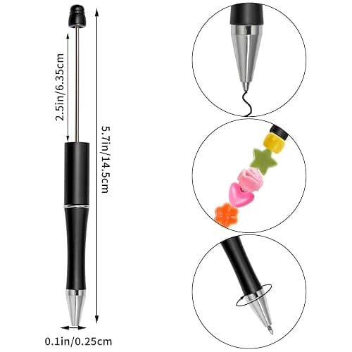jiebor 30Pcs White Beadable Pens Plastic Bead Ballpoint DIY Cute Cool Pens Black Ink for Students Teacher Women Men Bridal Graduation Gift Office School Supplies thumbnail 2