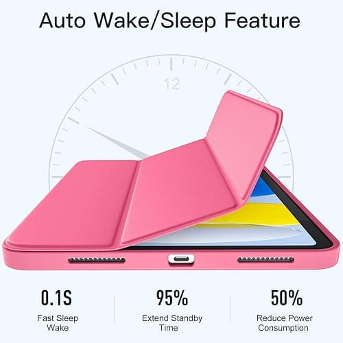 Wenlaty Compatible with iPad (A16) 11th Generation Case 11 Inch 2025, for iPad 10th Generation Case 10.9 Inch 2022 with Pencil Holder, Trifold Stand Protective Cover, Auto Wake/Sleep, Watermelon Pink thumbnail 8