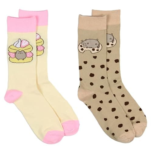 Culture Fly Pusheen The Cat Yummy Snacks Crew Socks Size 5-9 - 2 Pair - Image 1