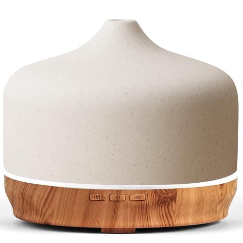 Porseme 500ml Essential Oil Diffuser Aromatherapy Ultrasonic Cool Mist Humidifier 15-21 Running Hours Waterless Auto-Off Air Diffusers for Sleeping Yoga Working Spa(White Ceramic) - Image 1