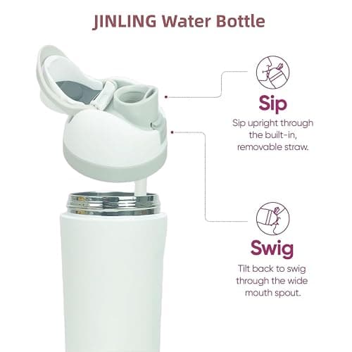 24oz Insulated Stainless Steel Water Bottle with Straw for Sports and Travel, BPA-Free Sports Water Bottle (Light Pink) thumbnail 6