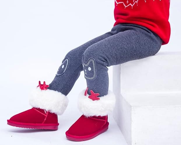 BOWKITE Kids Girls Winter Leggings Bunny Printed Thick Warm Fleece Pants for 2-7 Years thumbnail 3