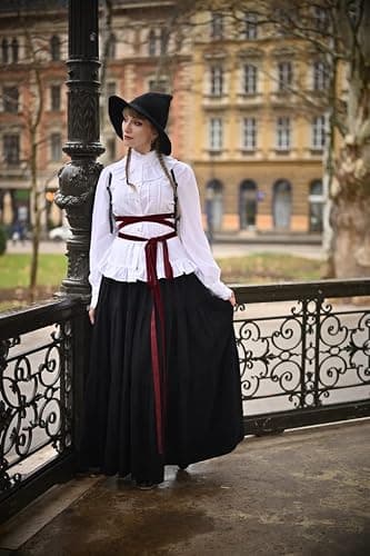 Scarlet Darkness Maxi Long Skirts for Women Summer Flowy Renaissance Skirt with Pockets thumbnail 3