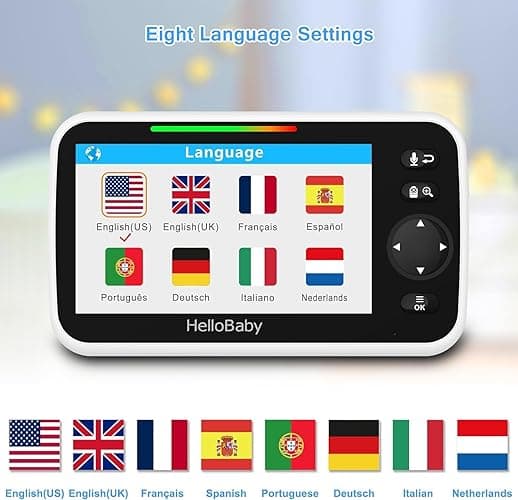HelloBaby Monitor with Camera and Audio, 5'' Large Screen with 3500mAh Battery, Remote Pan-Tilt-Zoom Camera, Two-Way Talk, ECO-Mode, Auto-Night Vision, Range up to 960ft and No WiFi - HB6250 thumbnail 7