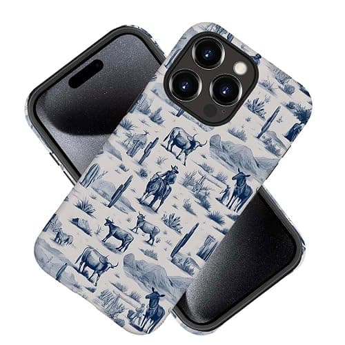 kiritfox Case Compatible with iPhone 11 Pro Max,Hybrid 2-Layer Hard Shell,Shockproof Soft for Girl Women,Vintage Western Horses Cow thumbnail 2