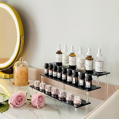 AZEAM Acrylic Riser, Black Display Risers Stand Large Collection Organizer Shelf for Cupcake Food Desserts Holder Cosmetic Products Tabletop Use and More (12 X 8 X 6 Inch) (2 Packs Black) thumbnail 2
