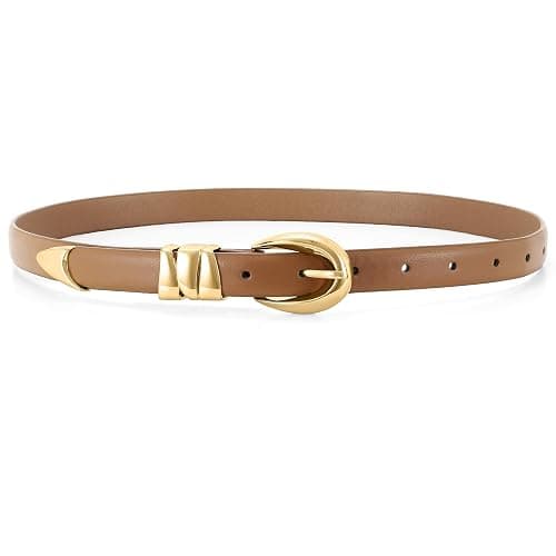 WHIPPY Women Skinny Leather Belt for Jeans Pants Dresses Ladies Fashion Waist Belt with Shiny Gold Buckle - Image 1