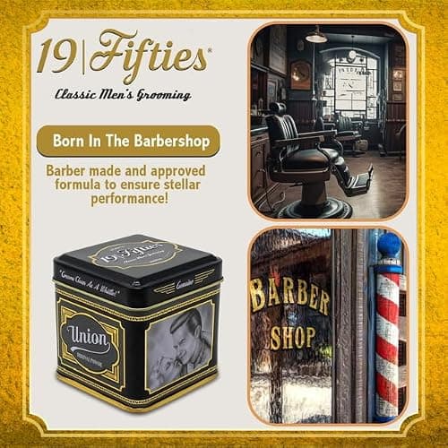 19Fifties Union Original Pomade For Men - 4oz Beautiful Tin | All Day Firm Hold, Easily Washes Out With Water, High Shine & Amazing Scent - Ideal For Pompadours, Side-Part Comb-Overs, & Slick-Back thumbnail 5