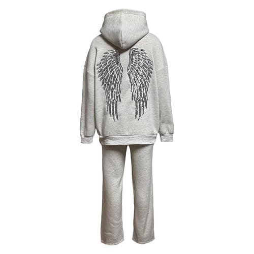 Women's Y2K Sequin Angel Wings Cardigan Oversized Hoodie - Retro Futuristic Ladies Jacket with Baggy Fit thumbnail 5
