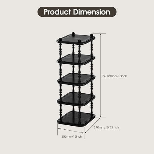 ZNYOPA 5-Tier Vertical Shoe Rack – Space-Saving Tall Narrow Shoe Organizer for Entryway, Closet, Stackable & DIY, Perfect for Small Rooms, Black thumbnail 3