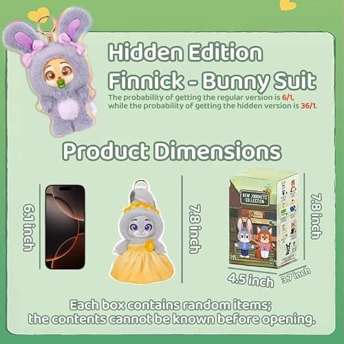 MINISO Disney Zootopia Soft New City Tour Series Vinyl Plush Toy Blind Box Cute Mystery Animal Figurines, Collectible Surprise Gift Figure Model Random Design for Home Decor Birthday Gifts, Single Box thumbnail 5