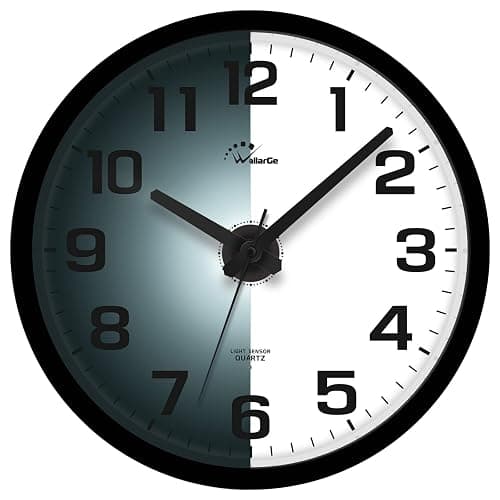 WallarGe Night Light Wall Clock for Bedroom - Silent Lighted up Wall Clock Glow in The Dark, Battery Operated for Living Room/Kitchen, Easy to Read Large Digital Display, 12 Inch - Black - 12inch thumbnail 9