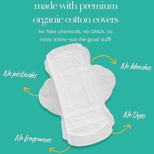 Happie Moon Organic Cotton Cover Tween & Teen Period Pads | Ultra Thin Pads with Wings | Chlorine-Free & Fragrance-Free | Starter Size, 20 Count thumbnail 2