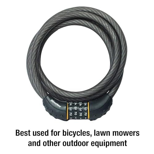 Master Lock Cable Lock, Set Your Own Combination Bike Lock, 6 ft. Long, Black, 8122D thumbnail 3