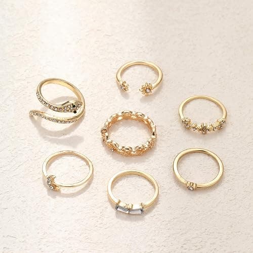 FUTIMELY Boho Retro Stackable Rings Sets for Women Knuckle Joint Finger Knuckle Nail Ring Sets Moon Stars Stack Preppy Statement Rings Cute Trendy Stuff Jewelry thumbnail 3