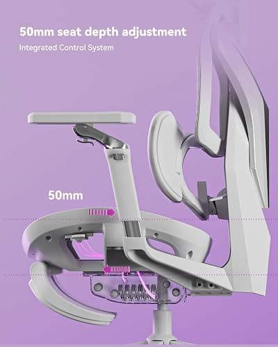 AutoFull G7 Ergonomic Gaming Chair Office Chair, 3-Zone Dynamic Lumbar Support, 360° Armrests, CloudTech Mesh, 140° Recline, Footrest, Detachable Back Armor, Desk Chair for Office & Gaming, White thumbnail 7