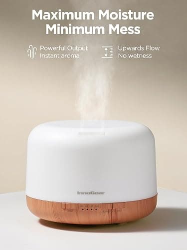 InnoGear Aromatherapy Diffuser & 10 Essential Oils Set, 500ml Essential Oil Diffuser with Remote Control Ultrasonic Cool Mist Scent Humidifier Vaporizer Auto-Off Timer for Room Office Home, Yellow thumbnail 5