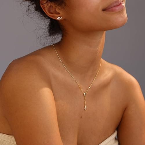 Fwlisesa Gold Necklace for Women, Dainty Gold Long Necklaces 14k Gold Plated Prom Lariat Necklace Cute Choker Necklaces for Women Trendy Stuff Fashion Costume Gold Accessories Christmas Jewelry Gifts thumbnail 6